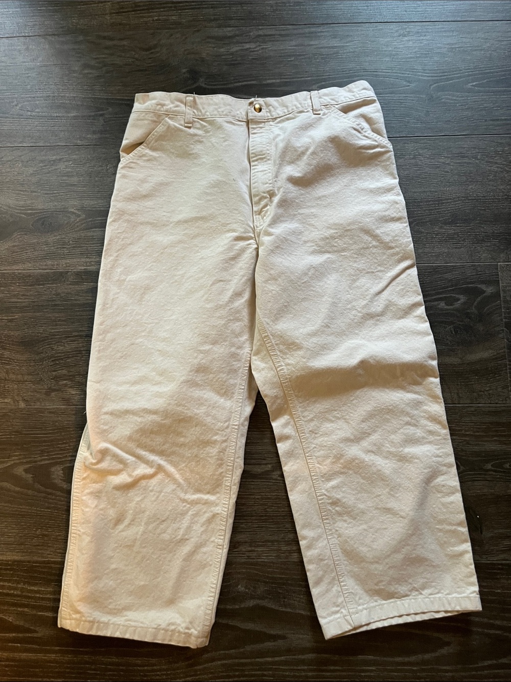 Vintage Carhartt Off-White Carpenter Pants with Logo Patch